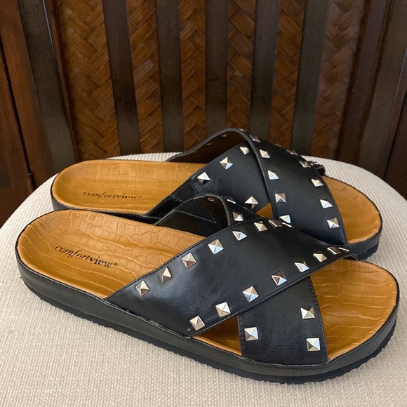COMFORTVIEW - Gia Studded Sandal Black 12W NWOB - Picture 3 of 7